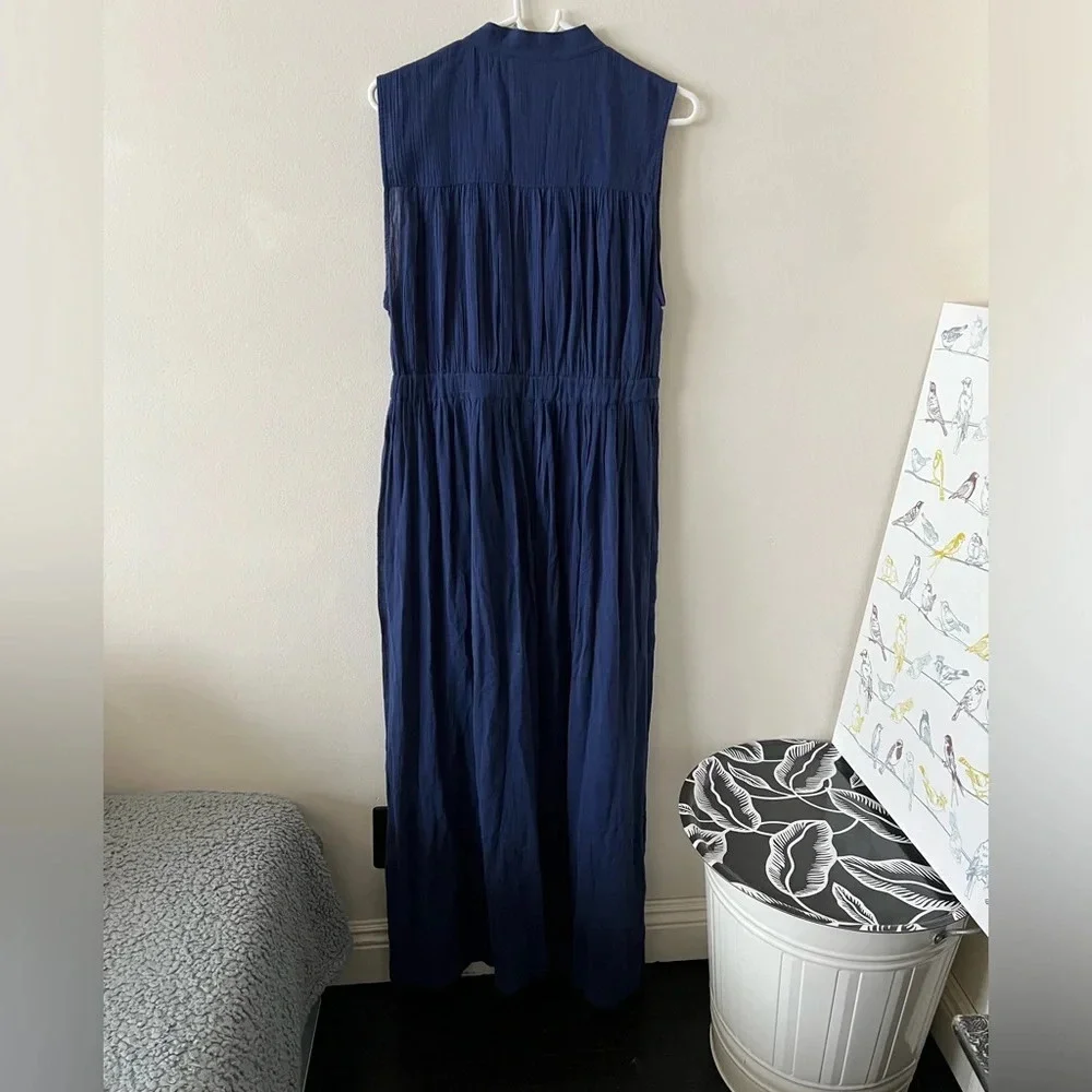 Women’s Navy Blue Mara Hoffman Swim Gauze Culottes Barrel Leg Romper Jumpsuit S